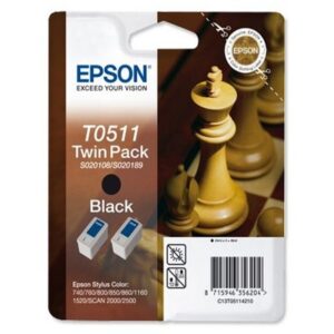 c13t05114210; cartuccia epson c13t05114210 multipack t0511 scacchi (conf. da 2 pz.) originale nero; cartucce epson