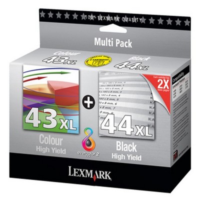 80d2966; cartuccia lexmark 80d2966 multipack 43xl/44xl (conf. da 2 pz.) originale nero + colore; cartucce lexmark