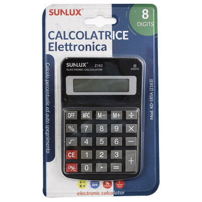 ca-401934; calcolatrice elettronica tascabile sunlux z163 8 cifre a batteria 1 pz.; accessori